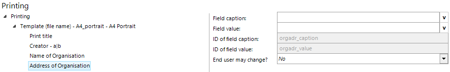 Address of organization configuration