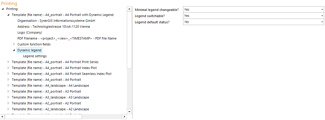 Dynamic legend configuration