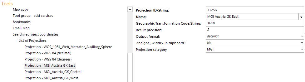 Projection configuration Projection configuration