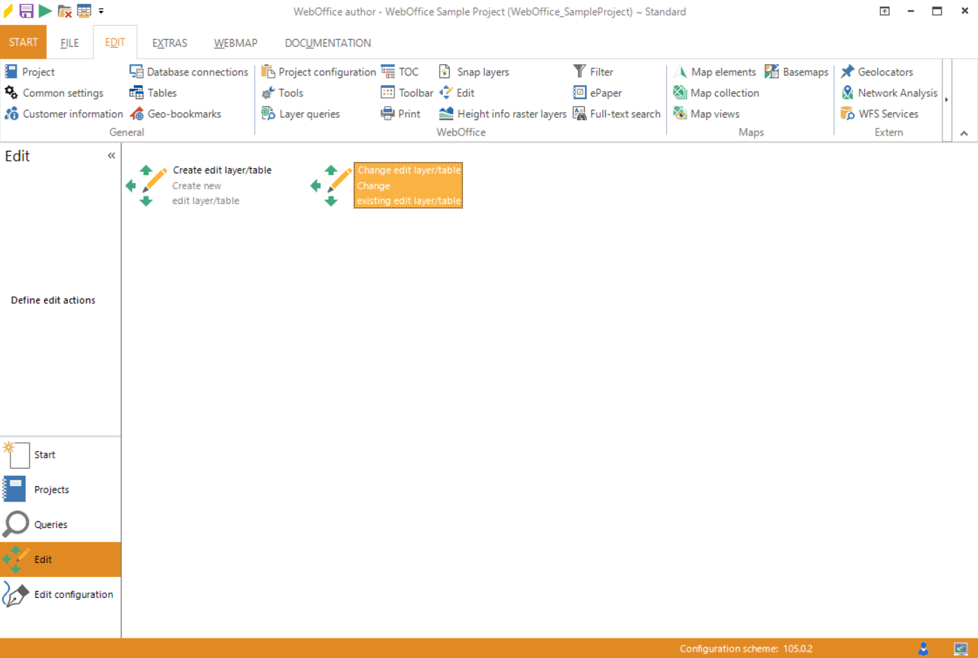 Starting the wizard "Change edit layer" Starting the wizard "Change edit layer"