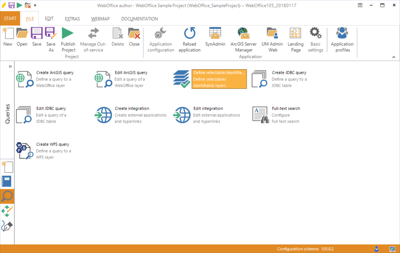 Start the wizard "Define Selectable/Identifiable Layers" Start the wizard "Define Selectable/Identifiable Layers"