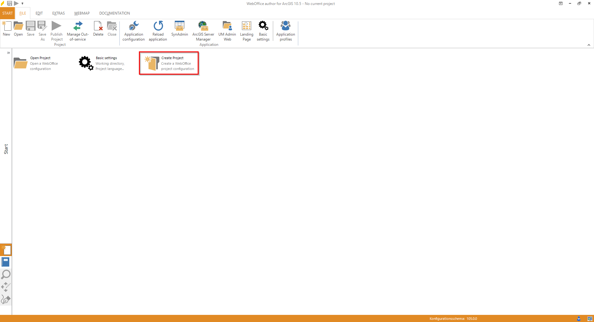 Start the wizard "Create Project"