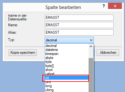 Datentyp eines Feldes ändern Datentyp eines Feldes ändern