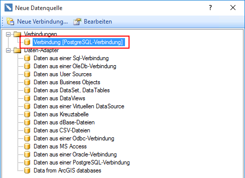 Datenquelle wählen Datenquelle wählen