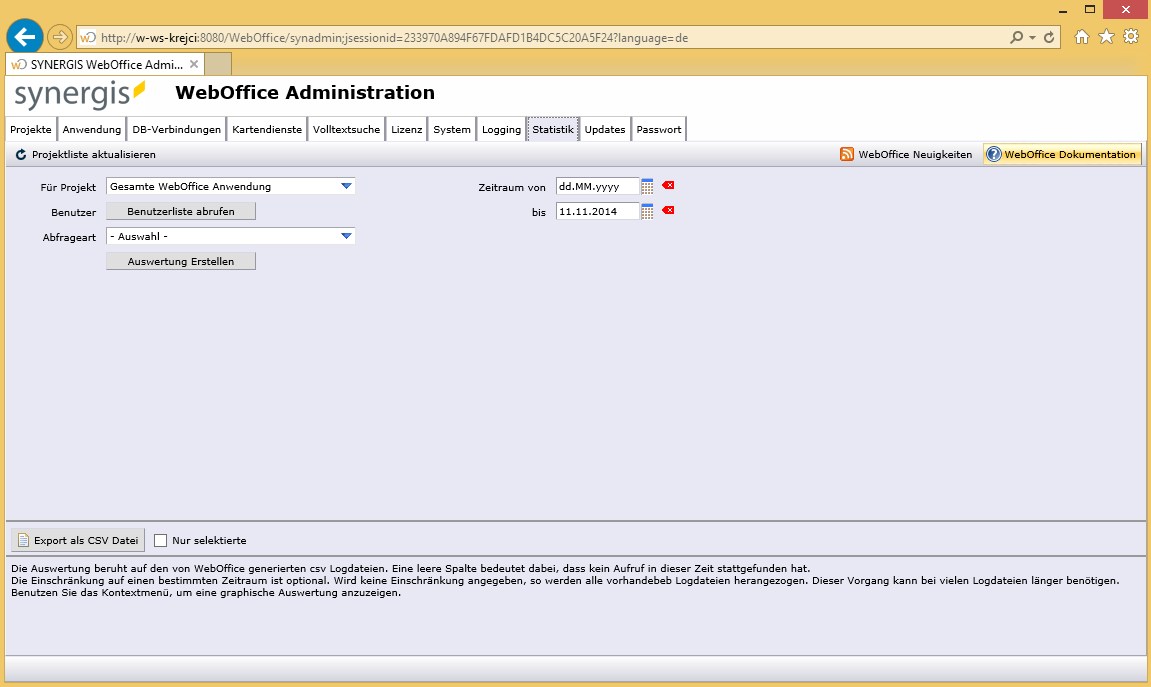 SynAdmin Statistik-Registerkarte SynAdmin Statistik-Registerkarte