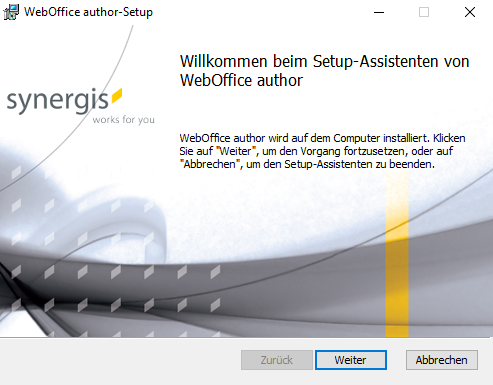 Installation von WebOffice author