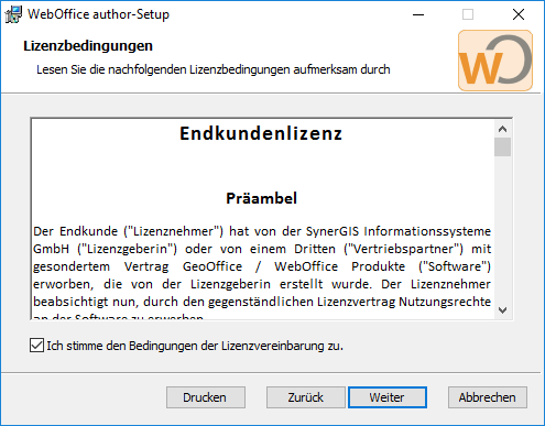 Installation von WebOffice author