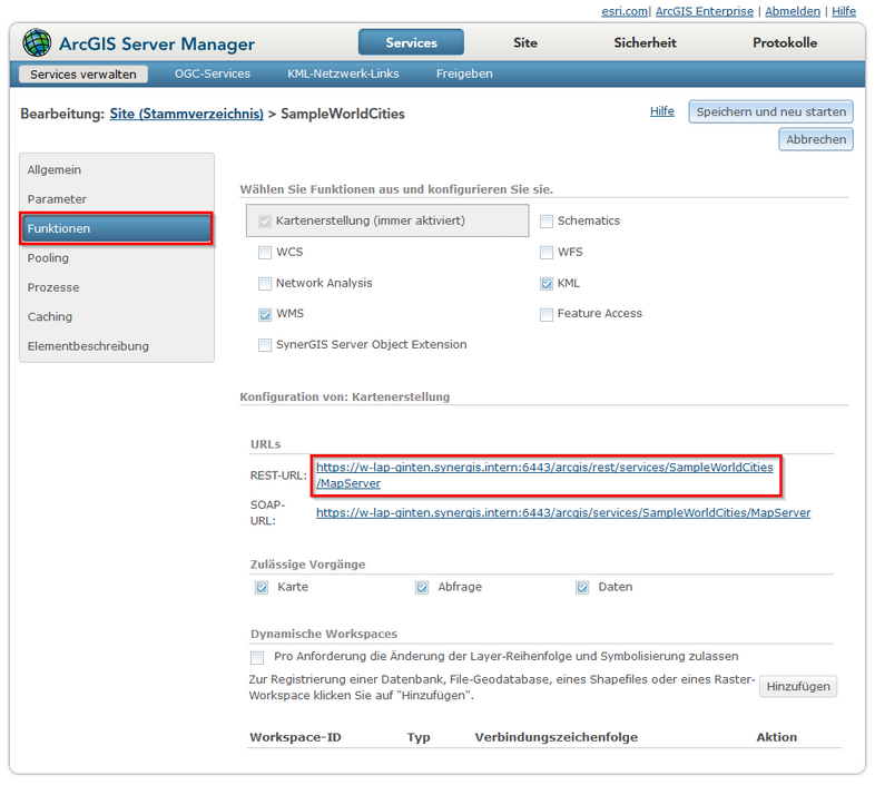 Überprüfen des mitgelieferten SampleWorldCities Service
