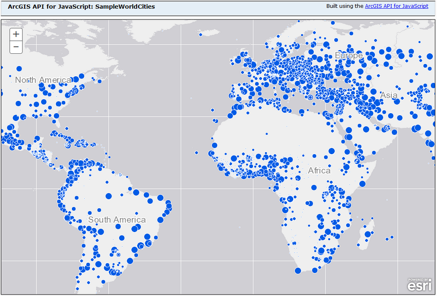 SampleWorldCities mit ArcGIS JavaScript API