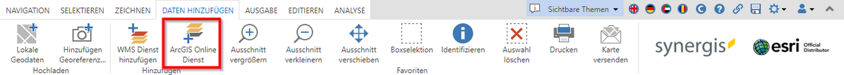 ArcGIS Online Dienst hinzufügen im WebOffice html Client