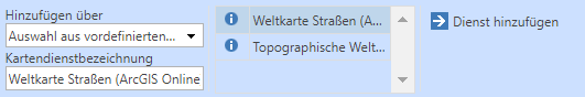 ArcGIS Online Dienst aus einer vordefinierten Liste hinzufügen