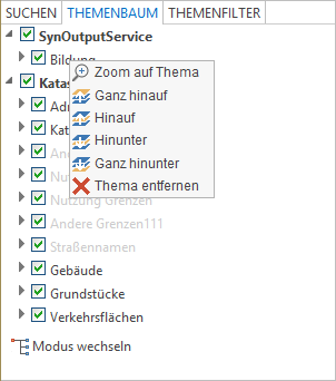 Entfernung des hochgeladenen Layers aus dem Themenbaum