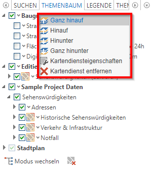 Kontextmenü eines WMS Dienstes im WebOffice core Client Kontextmenü eines WMS Dienstes im WebOffice core Client