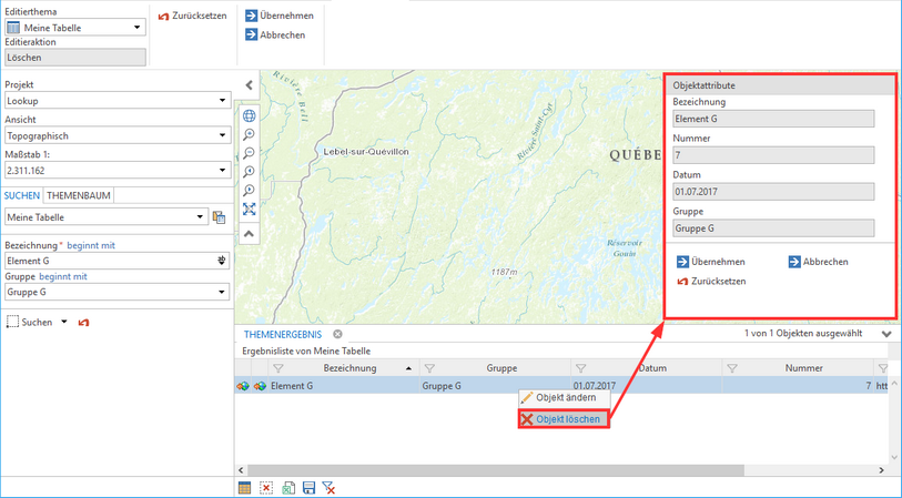 Fenster zur Editieraktion "Edit" Fenster zur Editieraktion "Edit"