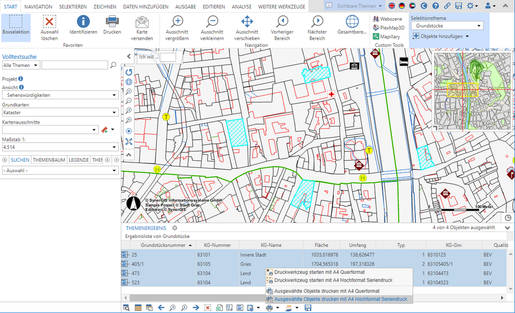 Ausdruck eines Seriendrucks auf Basis einer Selektion