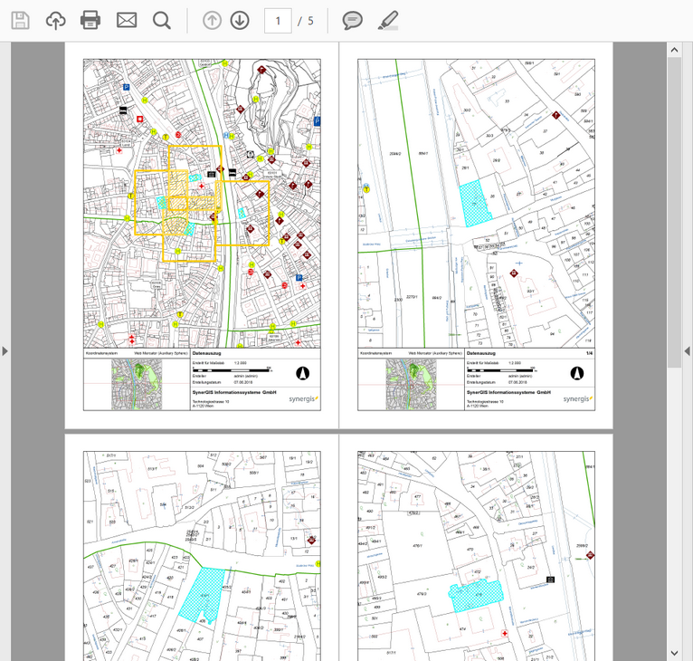 Ausdruck mit Seriendruck der vier selektierten Objekte