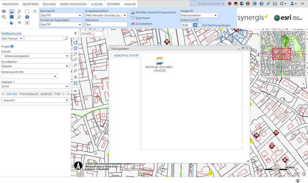 Exportieren eines GeoTIFFs im WebOffice html Client