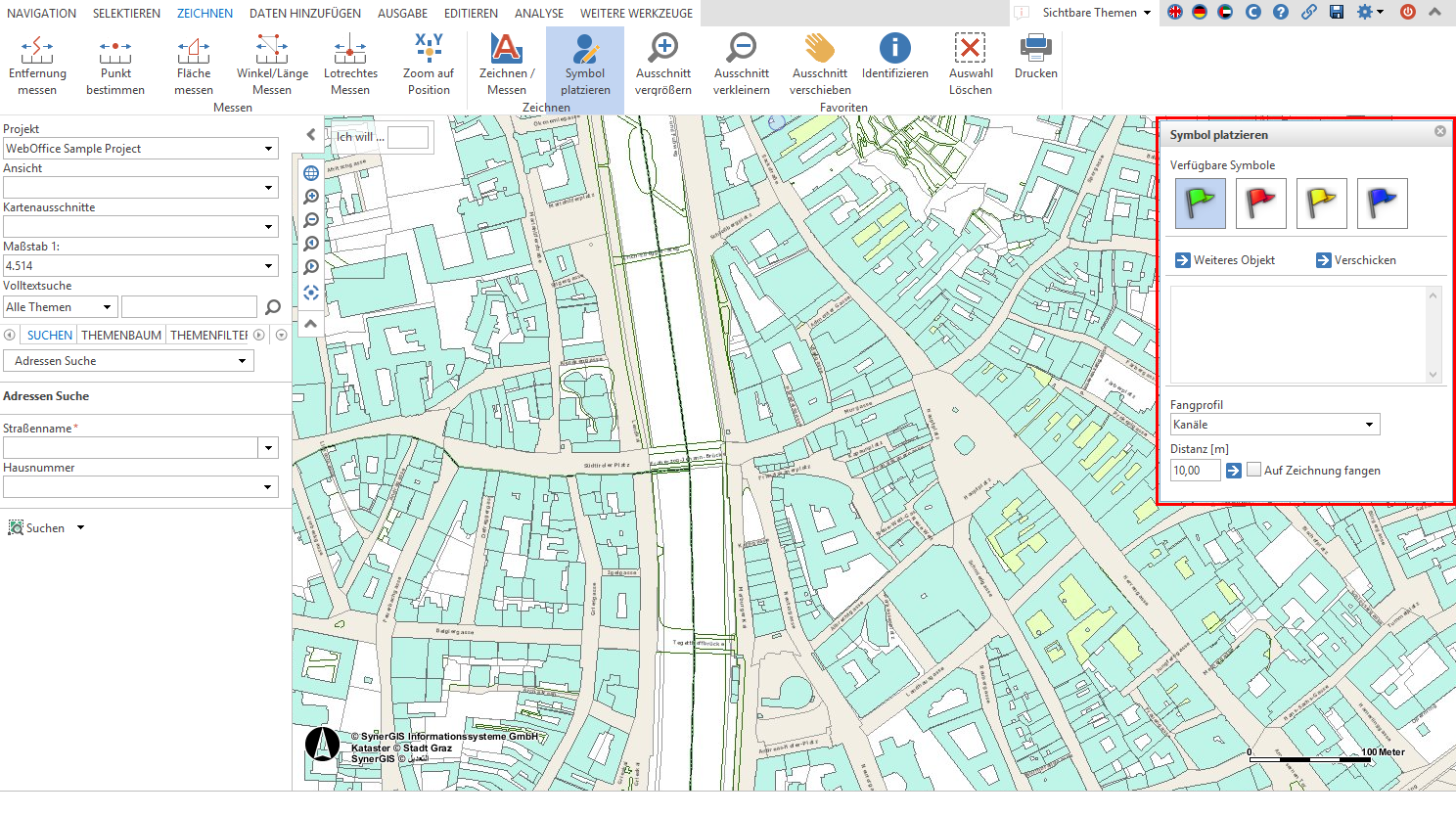 Werkzeug-Dialogfenster im WebOffice core Client