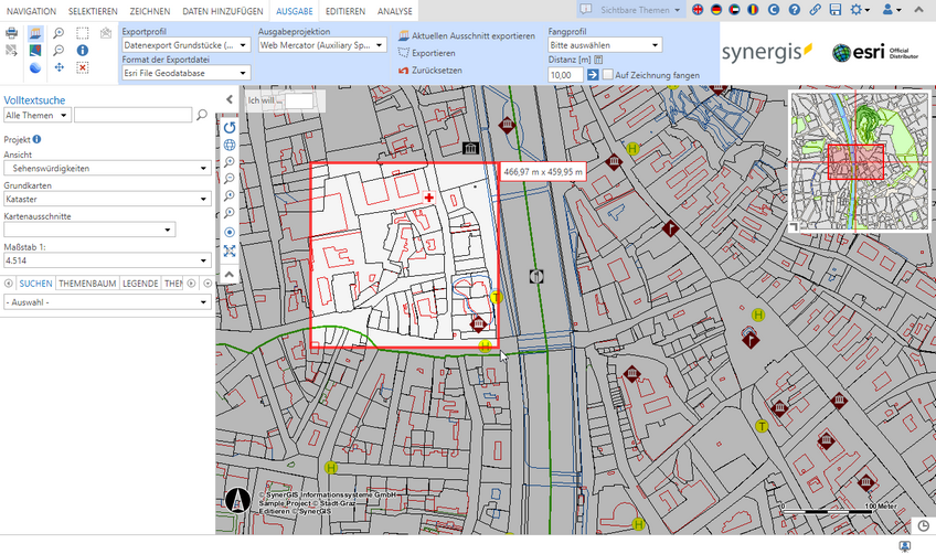 Datenexport mit einem Rechteck