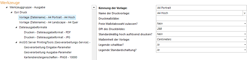 Konfiguration der Druckvorlage Konfiguration der Druckvorlage