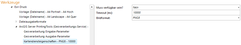 Konfiguration der Kartendiensteigenschaften