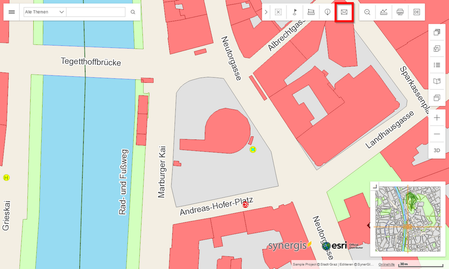 Werkzeug Karte versenden WebOffice flex Client