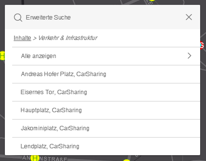 Mehrere Objekte aus einem Thema mittels Erweiterter Suche im WebOffice flex Client gefunden