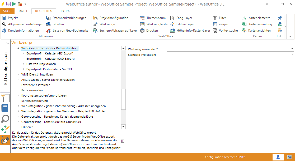 Aktivieren Sie das WebOffice extract server Werkzeug im WebOffice author