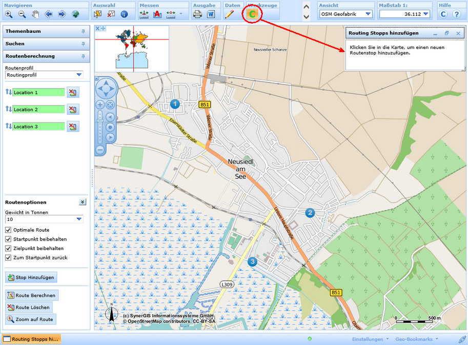 Custom Tool Routing Stops hinzufügen im WebOffice html Client