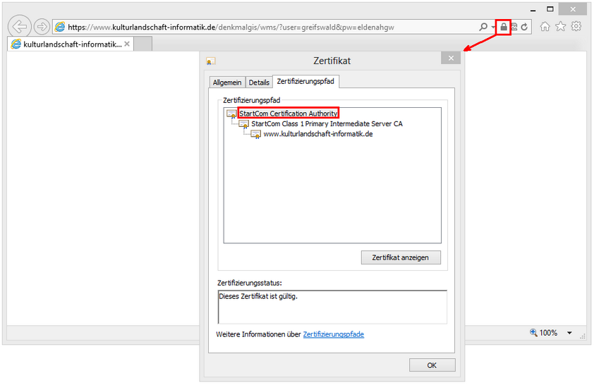 Zertifizierungspfad anzeigen im Internet Explorer