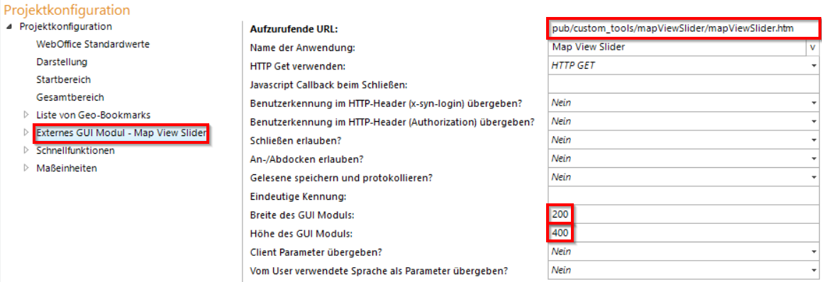 Konfiguration eines Externen GUI Moduls Konfiguration eines Externen GUI Moduls