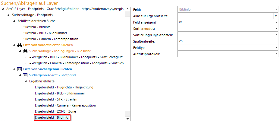 Konfiguration der Suche zum Aufruf des Schrägluftbilder Tool aus der Suchergebnis-Sicht heraus Konfiguration der Suche zum Aufruf des Schrägluftbilder Tool aus der Suchergebnis-Sicht heraus