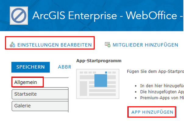 App zur WebOffice Anwendung muss zum App-Startprogramm hinzugefügt werden