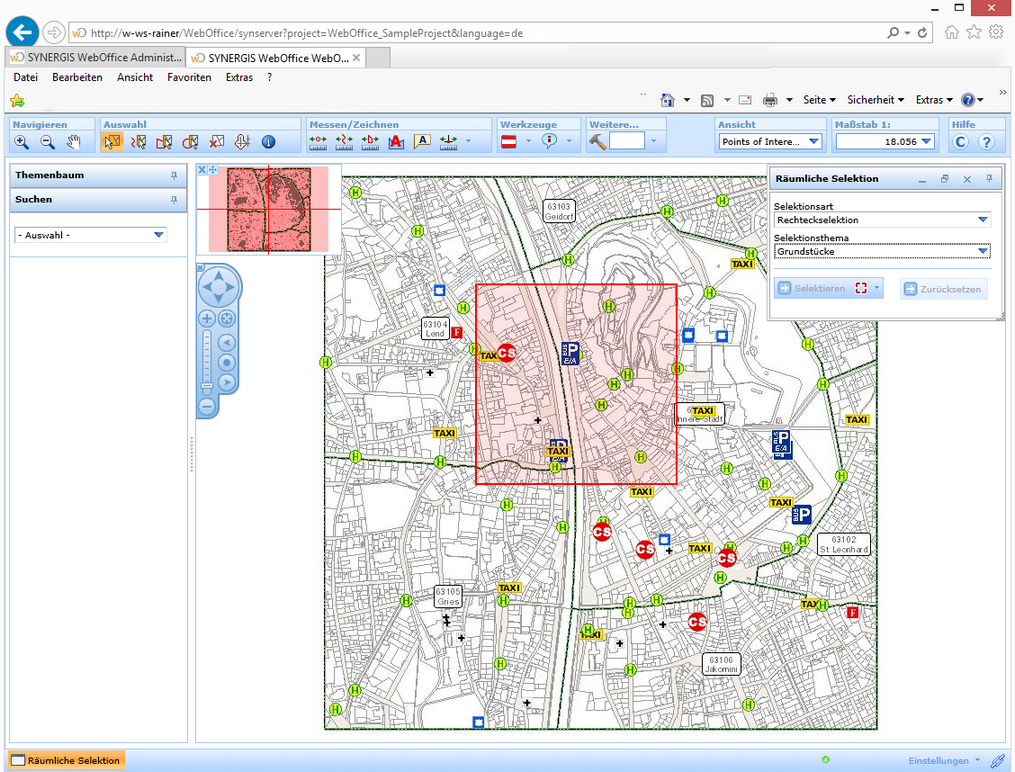 Aufziehen eines Rechtecks im WebOffice html Client &nbsp;um Objekte zu selektieren&nbsp;