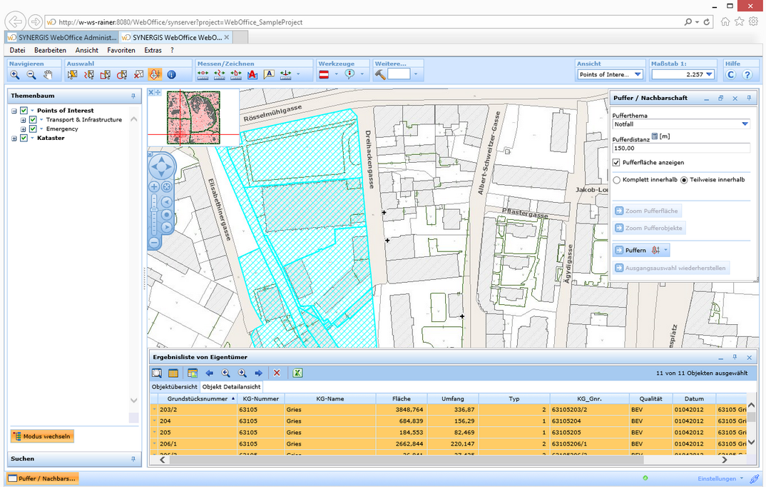 Eine Selektion von Objekten ist die Grundlage zum Puffern Eine Selektion von Objekten ist die Grundlage zum Puffern