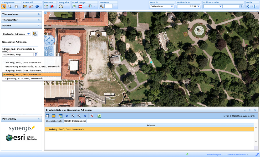 Eingabe einer Adresse in die Geolocator Suche Eingabe einer Adresse in die Geolocator Suche