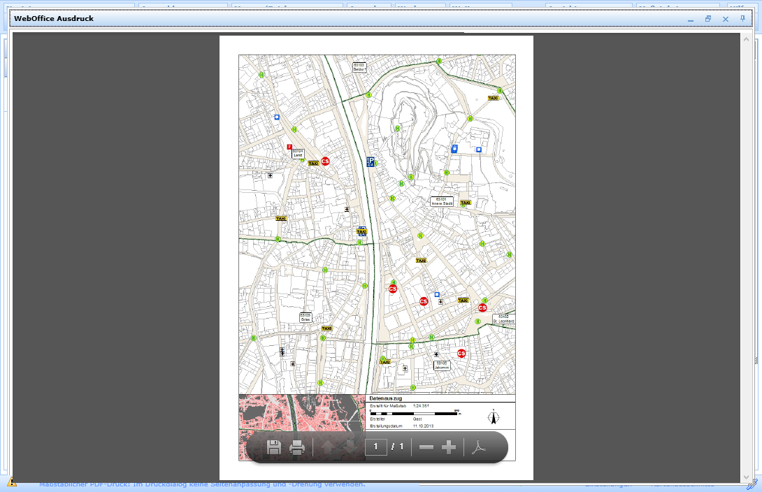 Erstellter Ausdruck im WebOffice html client