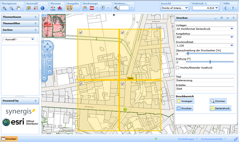 Festlegen des Druckbereichs im WebOffice html Client
