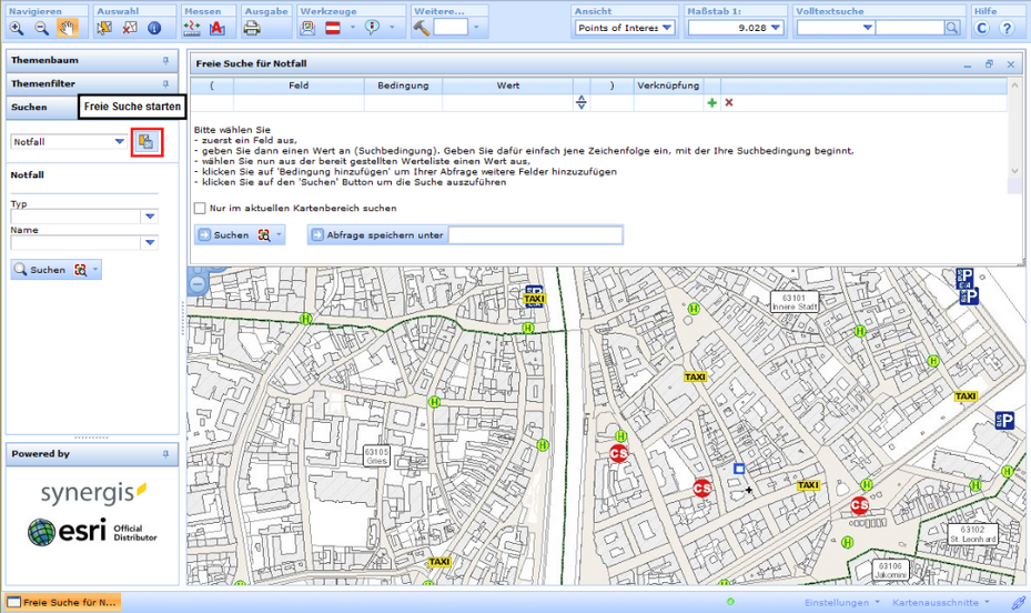 Freie Suche mit Verwendung eines Abfragegenerators im WebOffice html Client
