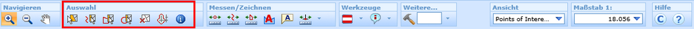 Auswahl Werkzeuge im WebOffice html Client