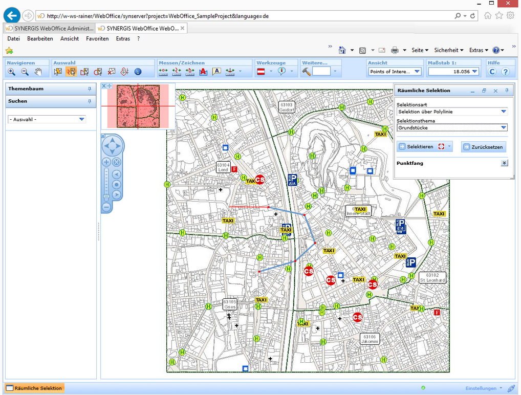 Erstellen einer Polylinien zum Selektieren von Objekten im WebOffice html Client