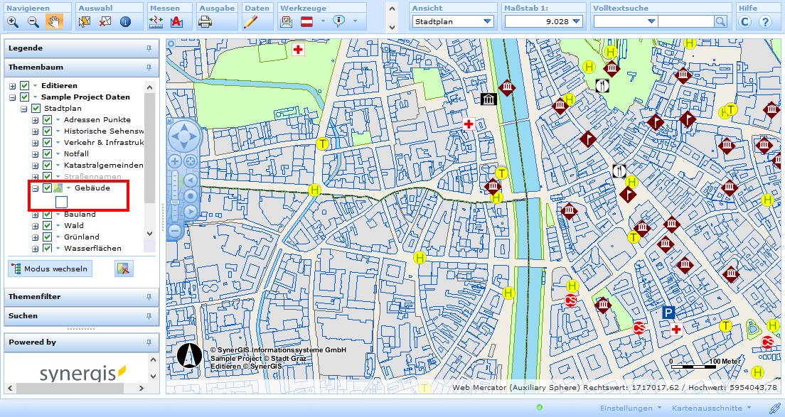 Beispiel: Individuell definierte Kartierung im WebOffice html Client