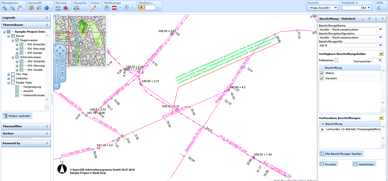 Beschriftung mehrerer Objekte im WebOffice html Client