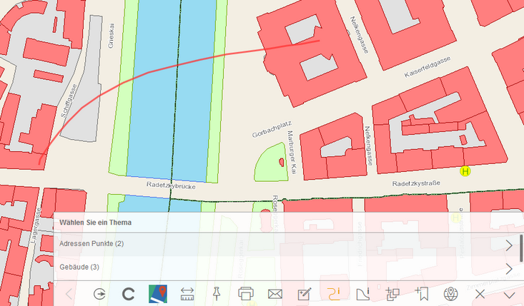 Auswählen über Linie im WebOffice mobile Client