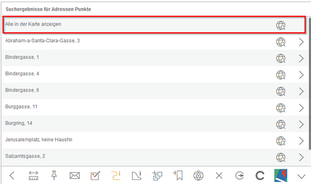 Mehrfachtreffer durch einen Klick in der Karte anzeigen