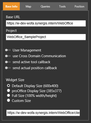 WebOffice map widget Testcontainer - Base Info