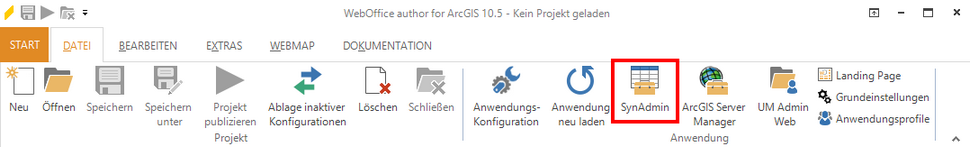 Öffnen der WebOffice 10.6 Administrationsseite von WebOffice author