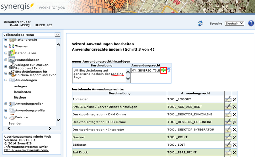Anwendungen bearbeiten - Schritt 3 Anwendungsrechte bearbeiten