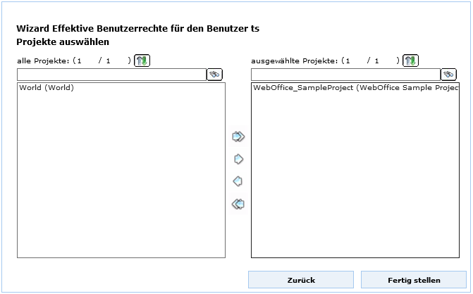 UserManagement Admin Web - Projektauswahl für effektive Benutzerrechte UserManagement Admin Web - Projektauswahl für effektive Benutzerrechte
