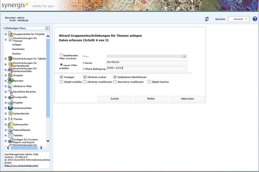 Anlegen Gruppeneinschränkungen für Themen - Schritt &nbsp;4 Daten erfassen